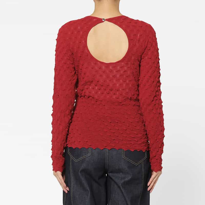 OPEN SESAME CLUB OPEN SESAME CLUB ＜オープン セサミ クラブ＞ バーニーズ　ニューヨーク限定バックオープン シアーニットプルオーバー RED