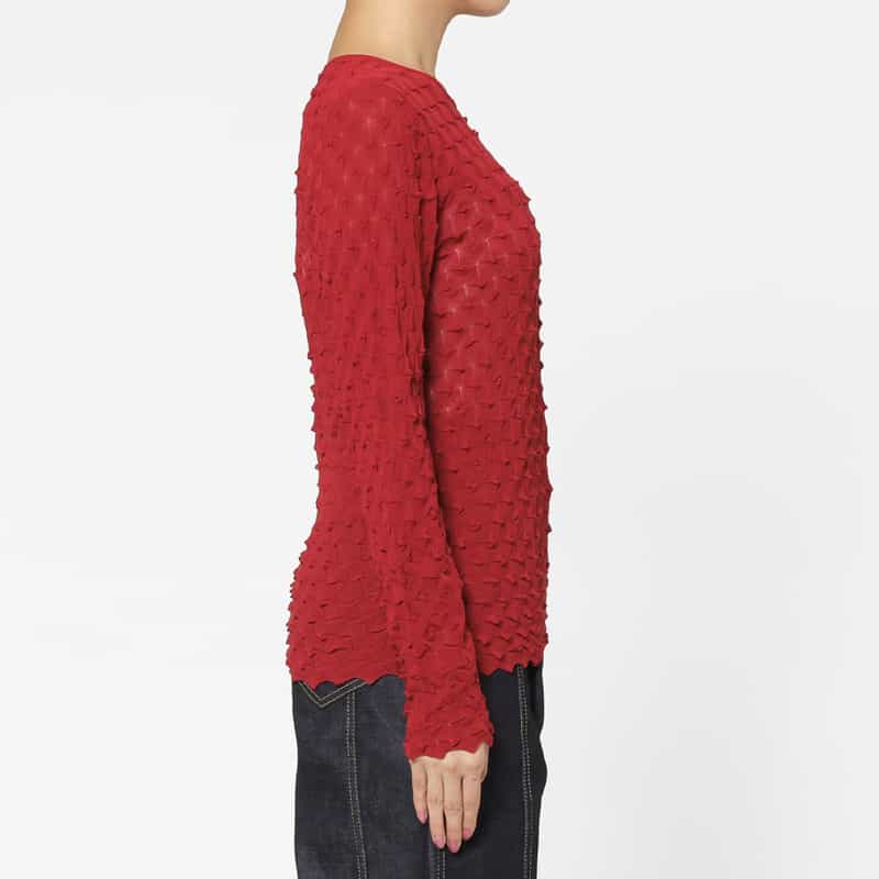 OPEN SESAME CLUB OPEN SESAME CLUB ＜オープン セサミ クラブ＞ バーニーズ　ニューヨーク限定バックオープン シアーニットプルオーバー RED