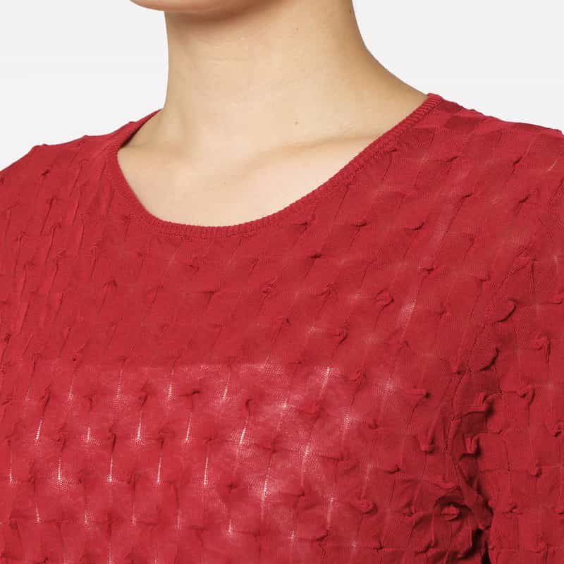 OPEN SESAME CLUB OPEN SESAME CLUB ＜オープン セサミ クラブ＞ バーニーズ　ニューヨーク限定バックオープン シアーニットプルオーバー RED