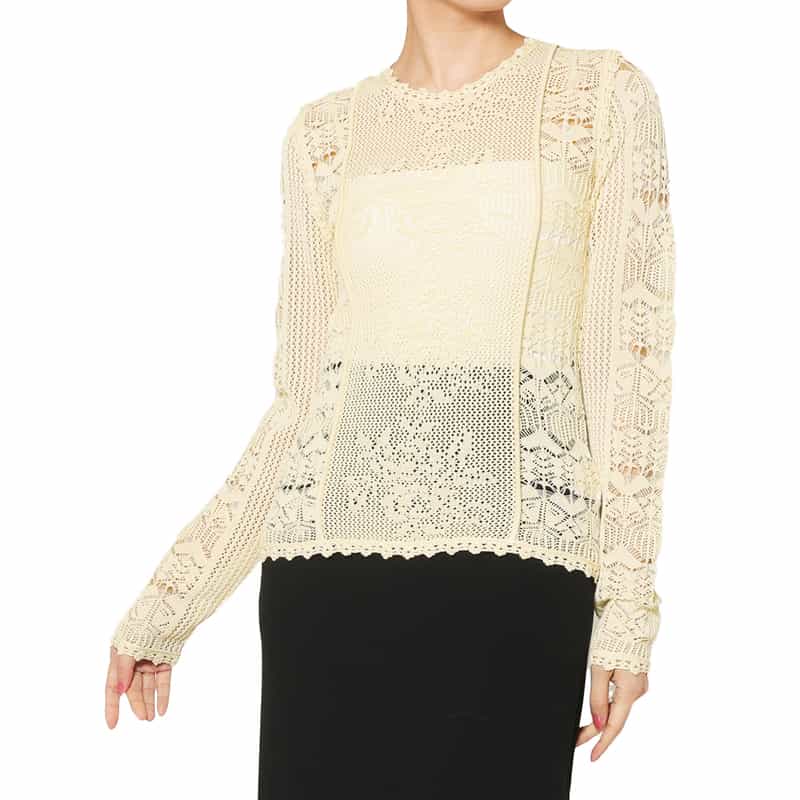 OPEN SESAME CLUB OPEN SESAME CLUB ＜オープン セサミ クラブ＞ レースニットプルオーバー IVORY