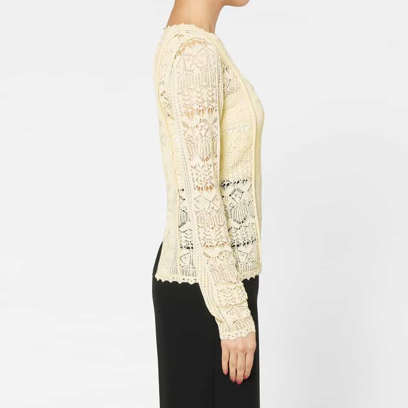 OPEN SESAME CLUB OPEN SESAME CLUB ＜オープン セサミ クラブ＞ レースニットプルオーバー IVORY