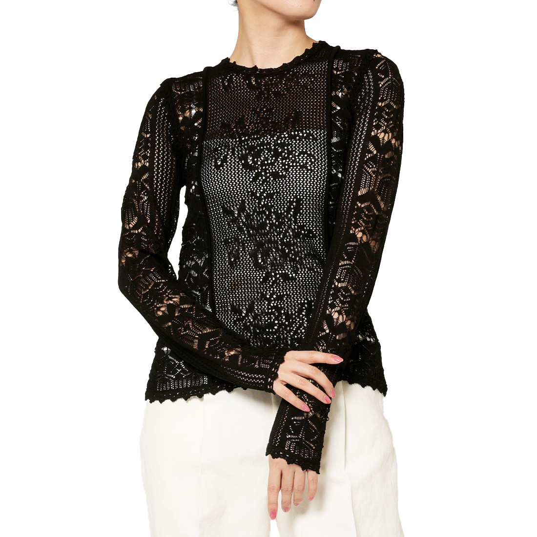 OPEN SESAME CLUB ＜オープン セサミ クラブ＞ レースニットプルオーバー