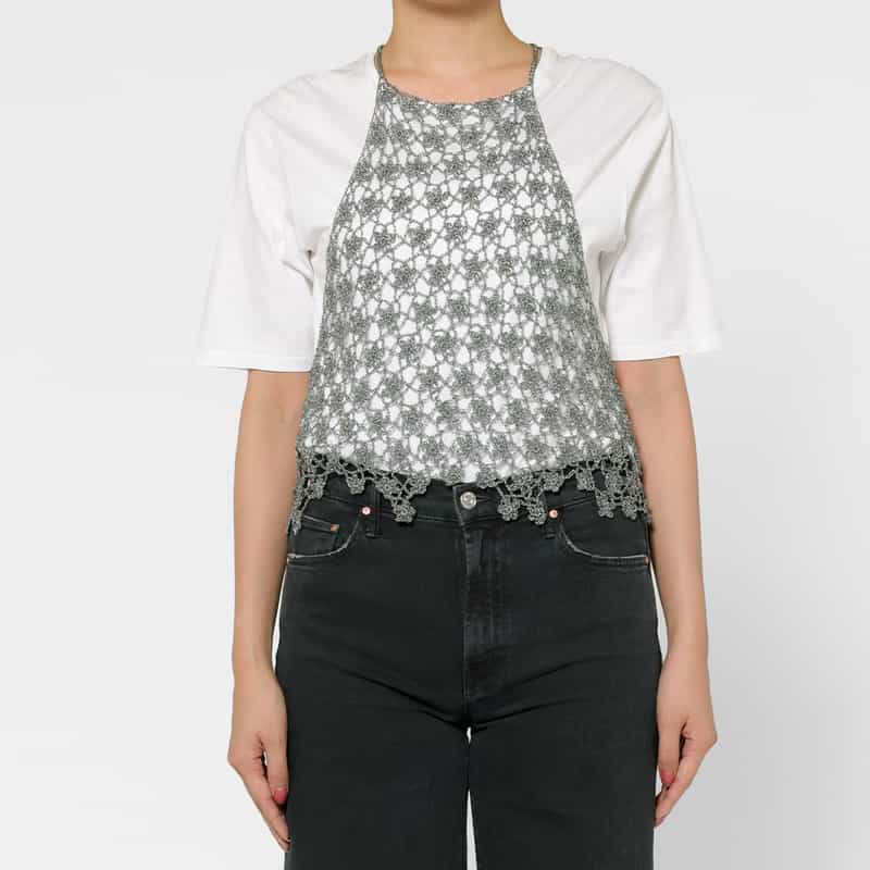 OPEN SESAME CLUB OPEN SESAME CLUB ＜オープン セサミ クラブ＞ フラワーレースニットキャミソール SILVER