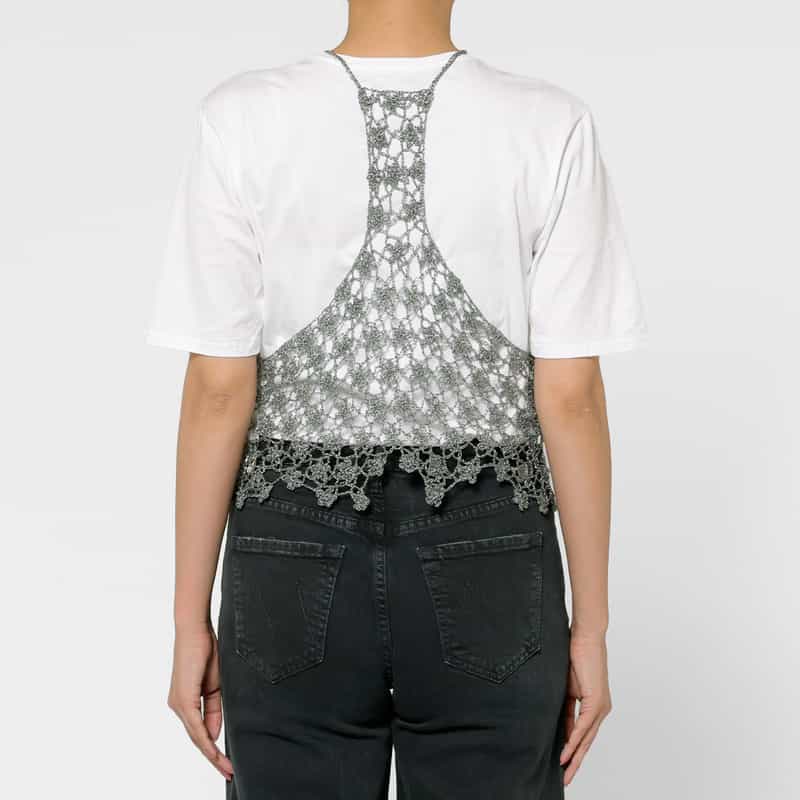 OPEN SESAME CLUB OPEN SESAME CLUB ＜オープン セサミ クラブ＞ フラワーレースニットキャミソール SILVER