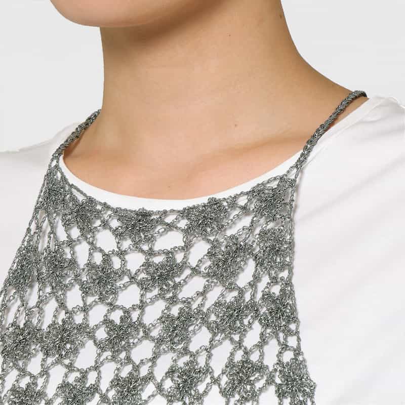 OPEN SESAME CLUB OPEN SESAME CLUB ＜オープン セサミ クラブ＞ フラワーレースニットキャミソール SILVER