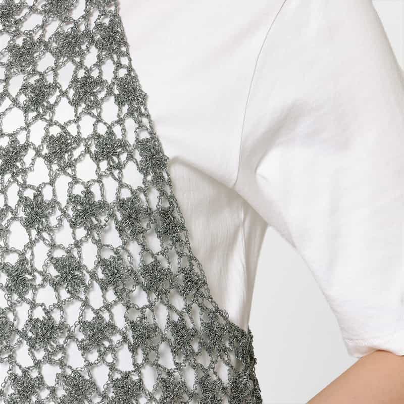 OPEN SESAME CLUB OPEN SESAME CLUB ＜オープン セサミ クラブ＞ フラワーレースニットキャミソール SILVER