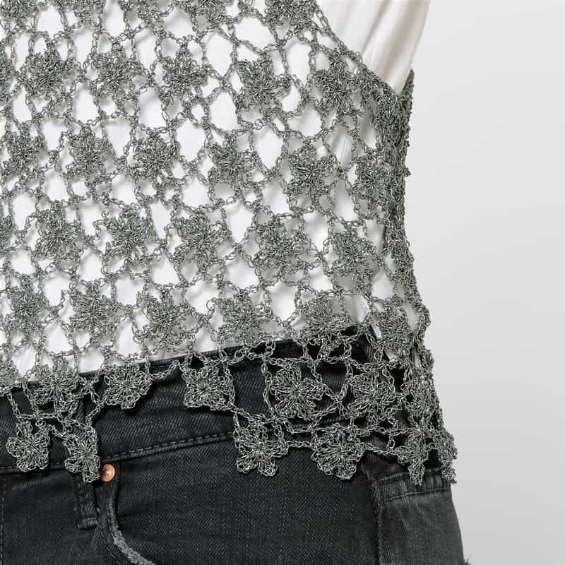 OPEN SESAME CLUB OPEN SESAME CLUB ＜オープン セサミ クラブ＞ フラワーレースニットキャミソール SILVER