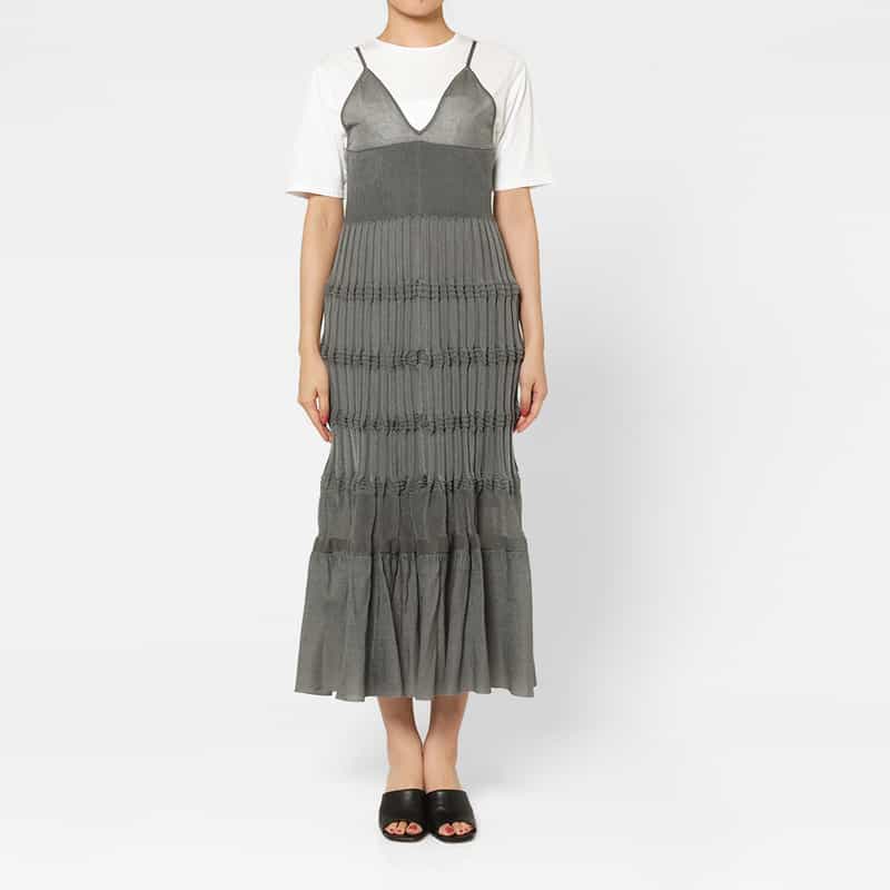 OPEN SESAME CLUB OPEN SESAME CLUB ＜オープン セサミ クラブ＞ シアーニットドレス（ペチコート付き） GRAY