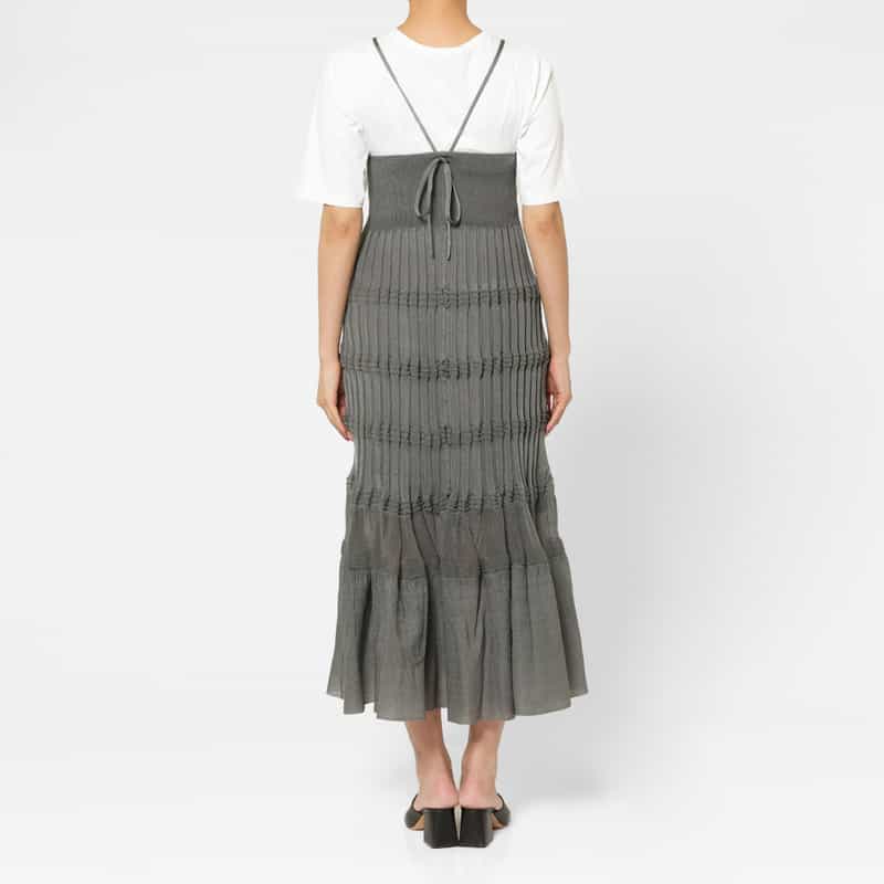 OPEN SESAME CLUB OPEN SESAME CLUB ＜オープン セサミ クラブ＞ シアーニットドレス（ペチコート付き） GRAY