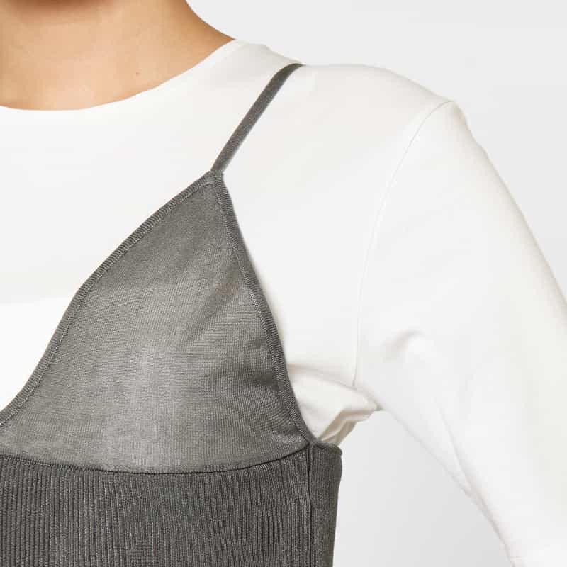 OPEN SESAME CLUB OPEN SESAME CLUB ＜オープン セサミ クラブ＞ シアーニットドレス（ペチコート付き） GRAY