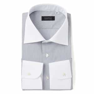 ストライプ柄クレリックドレスシャツ