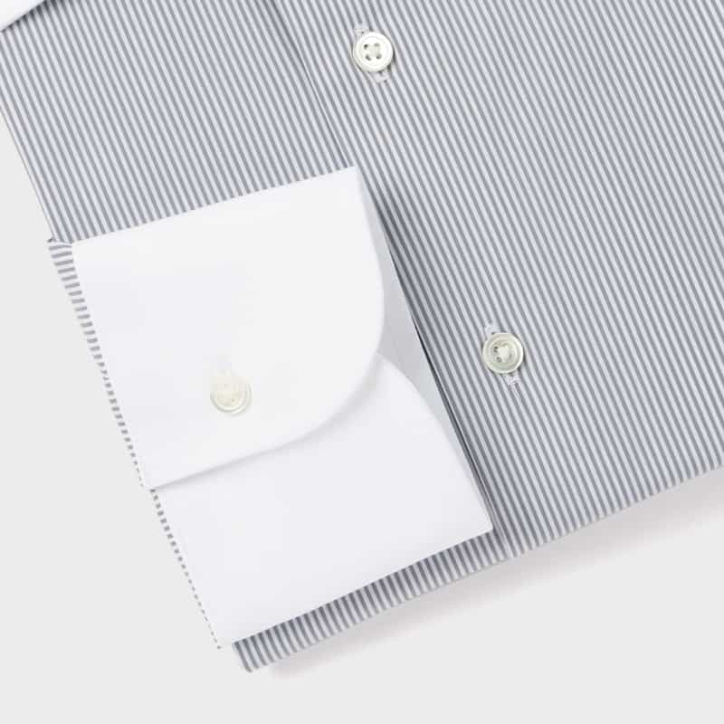 BARNEYS NEW YORK ストライプ柄クレリックドレスシャツ GRAY