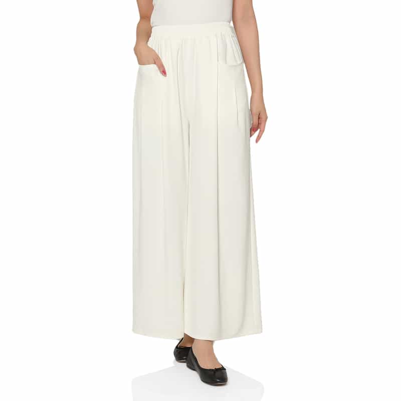 BARNEYS NEW YORK ウォッシャブル デザインポケット タックワイドパンツ OFF WHITE