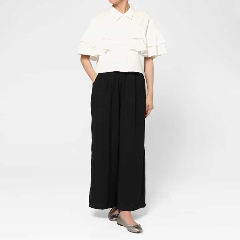 BARNEYS NEW YORK ウォッシャブル　ラッフルデザイン シアーブラウス OFF WHITE