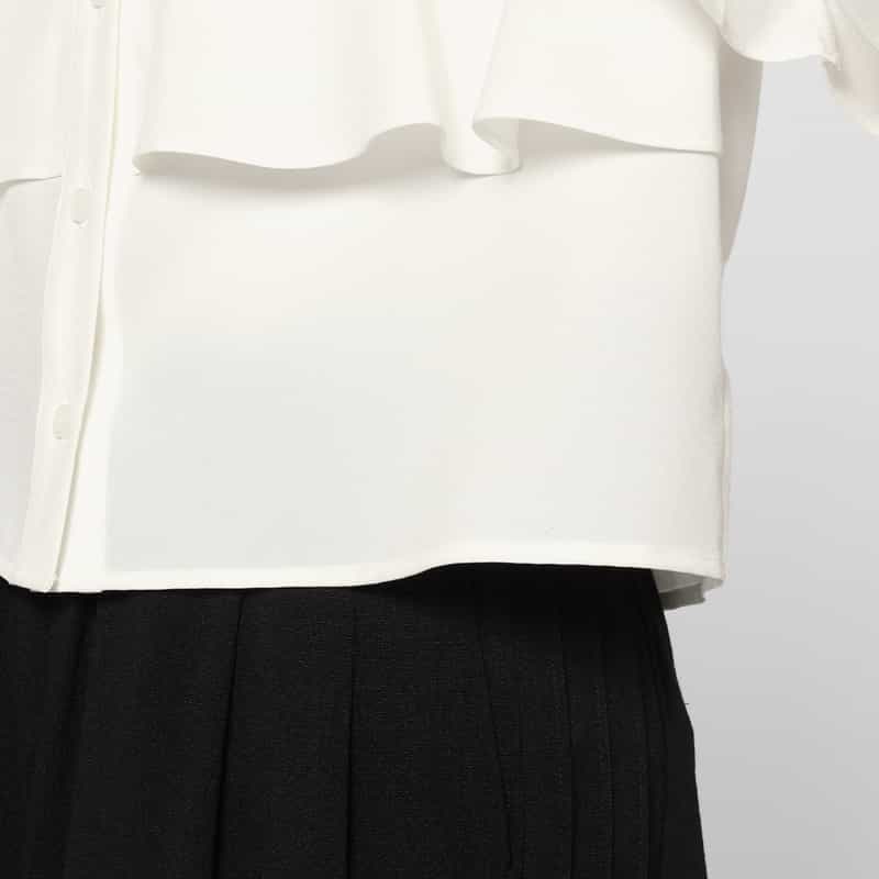 BARNEYS NEW YORK ウォッシャブル　ラッフルデザイン シアーブラウス OFF WHITE
