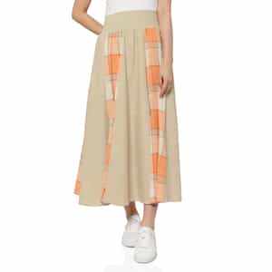 ウォッシャブル パネル切替ロングフレアスカート