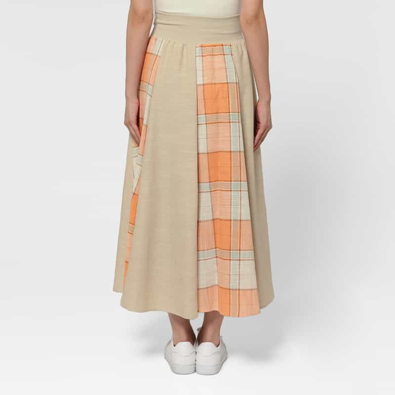 BARNEYS NEW YORK ウォッシャブル パネル切替ロングフレアスカート BEIGE