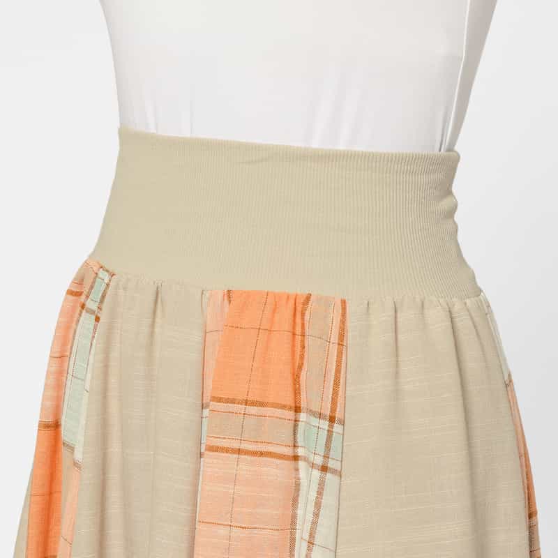 BARNEYS NEW YORK ウォッシャブル パネル切替ロングフレアスカート BEIGE