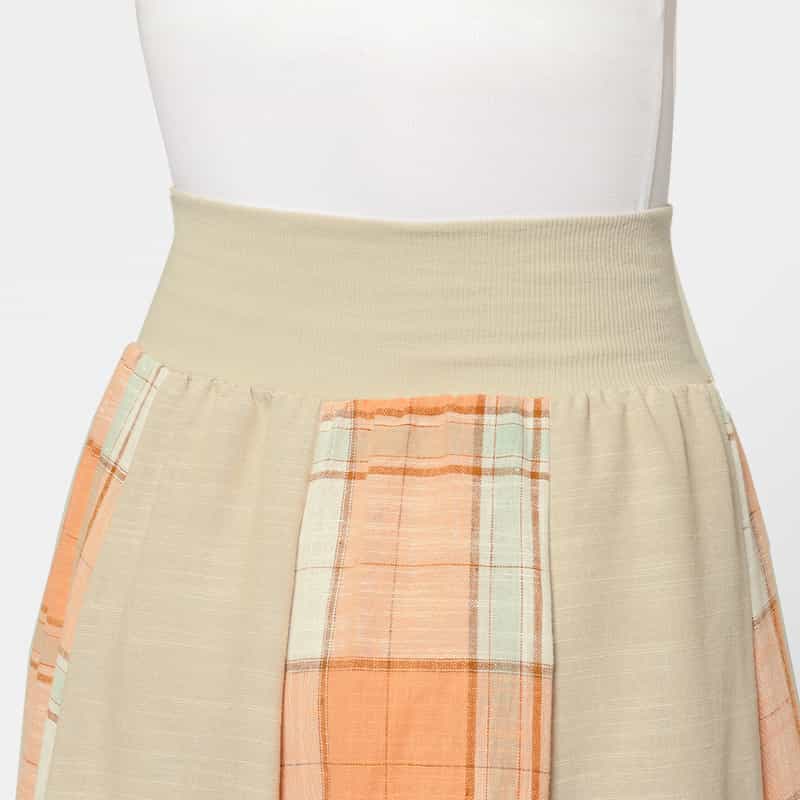 BARNEYS NEW YORK ウォッシャブル パネル切替ロングフレアスカート BEIGE