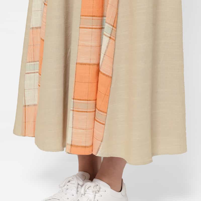 BARNEYS NEW YORK ウォッシャブル パネル切替ロングフレアスカート BEIGE