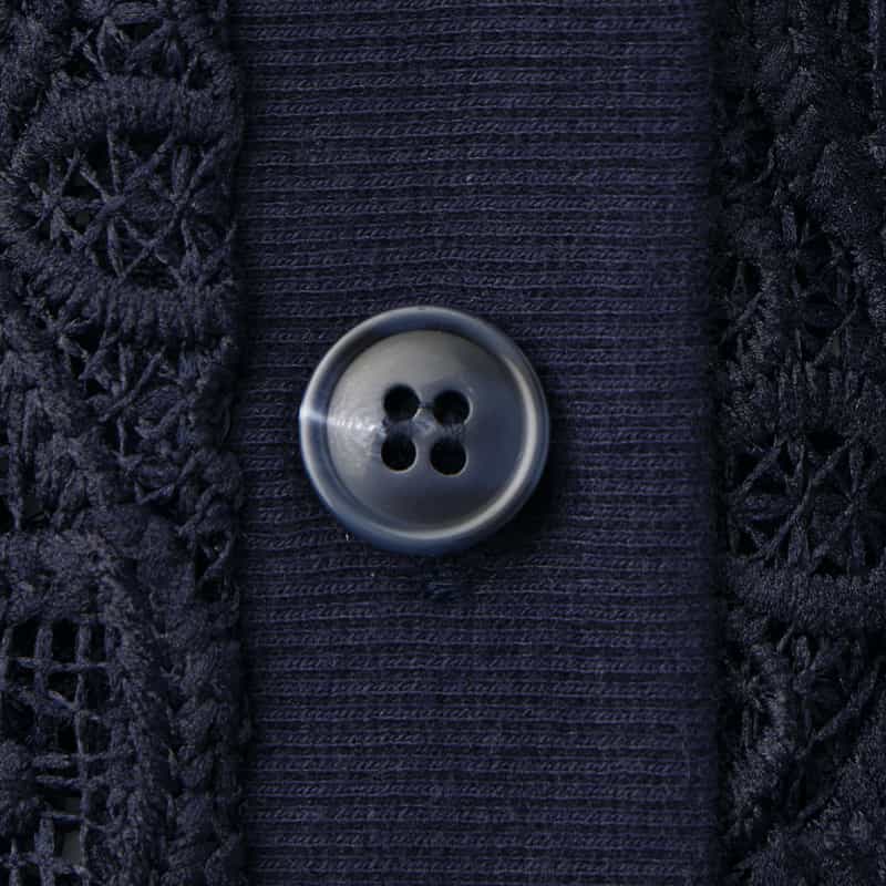 BARNEYS NEW YORK ウォッシャブル コード刺繍2WAYカーディガン NAVY