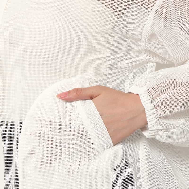 BARNEYS NEW YORK ウォッシャブル メッシュ素材ジップアップパーカー WHITE