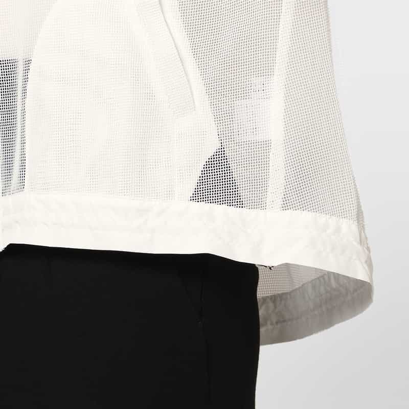BARNEYS NEW YORK ウォッシャブル メッシュ素材ジップアップパーカー WHITE