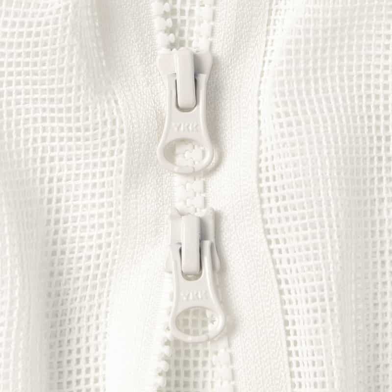 BARNEYS NEW YORK ウォッシャブル メッシュ素材ジップアップパーカー WHITE