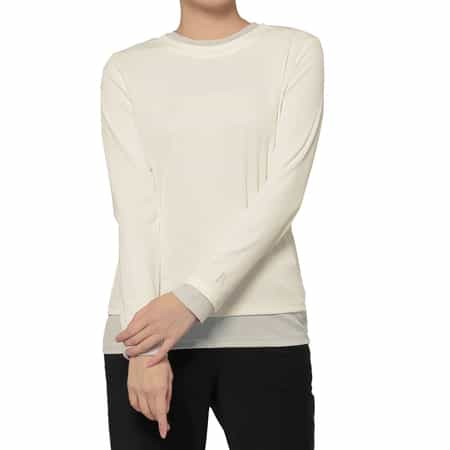 ウォッシャブル レイヤードデザインリブカットソー