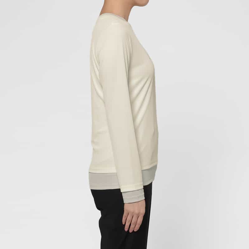 BARNEYS NEW YORK ウォッシャブル レイヤードデザインリブカットソー WHITE