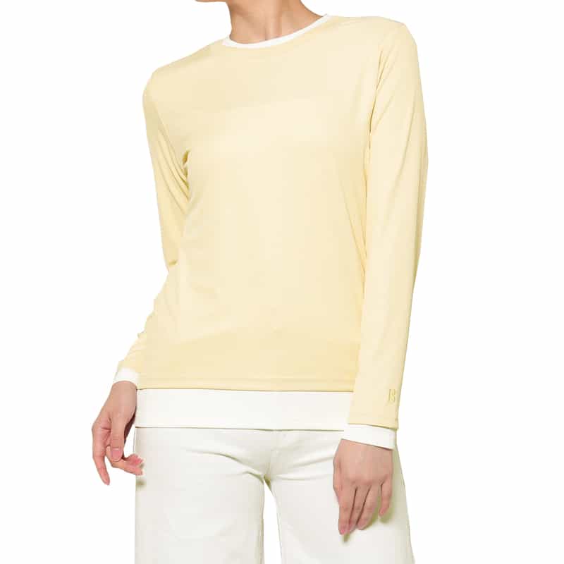 ウォッシャブル レイヤードデザインリブカットソー