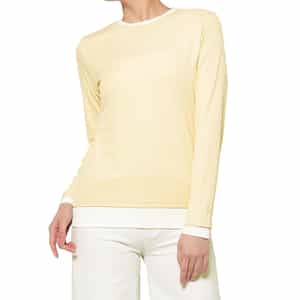 ウォッシャブル レイヤードデザインリブカットソー