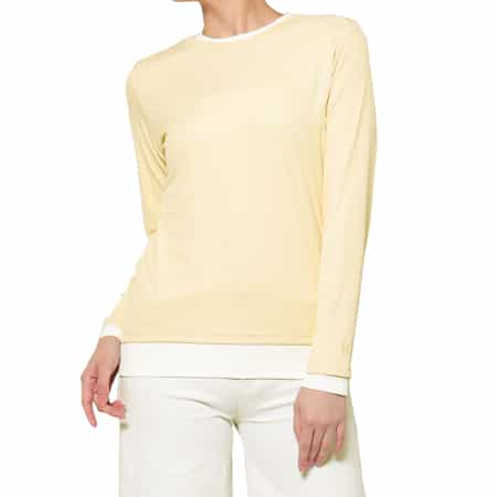 ウォッシャブル レイヤードデザインリブカットソー