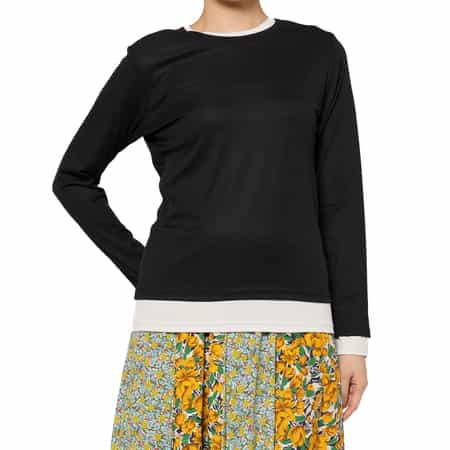 ウォッシャブル レイヤードデザインリブカットソー