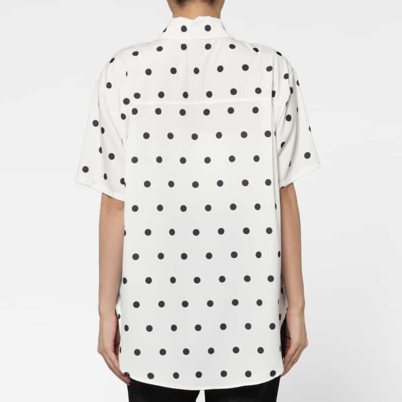 BARNEYS NEW YORK ウォッシャブル ドット柄ボウタイブラウス OFF WHITE