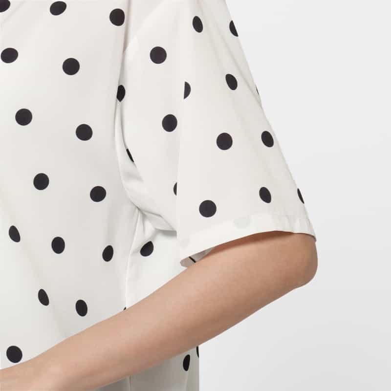 BARNEYS NEW YORK ウォッシャブル ドット柄ボウタイブラウス OFF WHITE