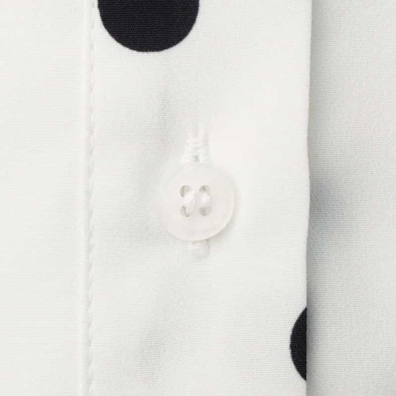 BARNEYS NEW YORK ウォッシャブル ドット柄ボウタイブラウス OFF WHITE