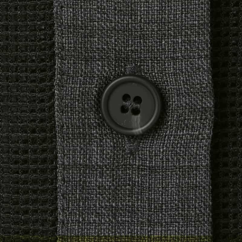 BARNEYS NEW YORK ウォッシャブル 異素材コンビネーション サファリシャツ BLACK