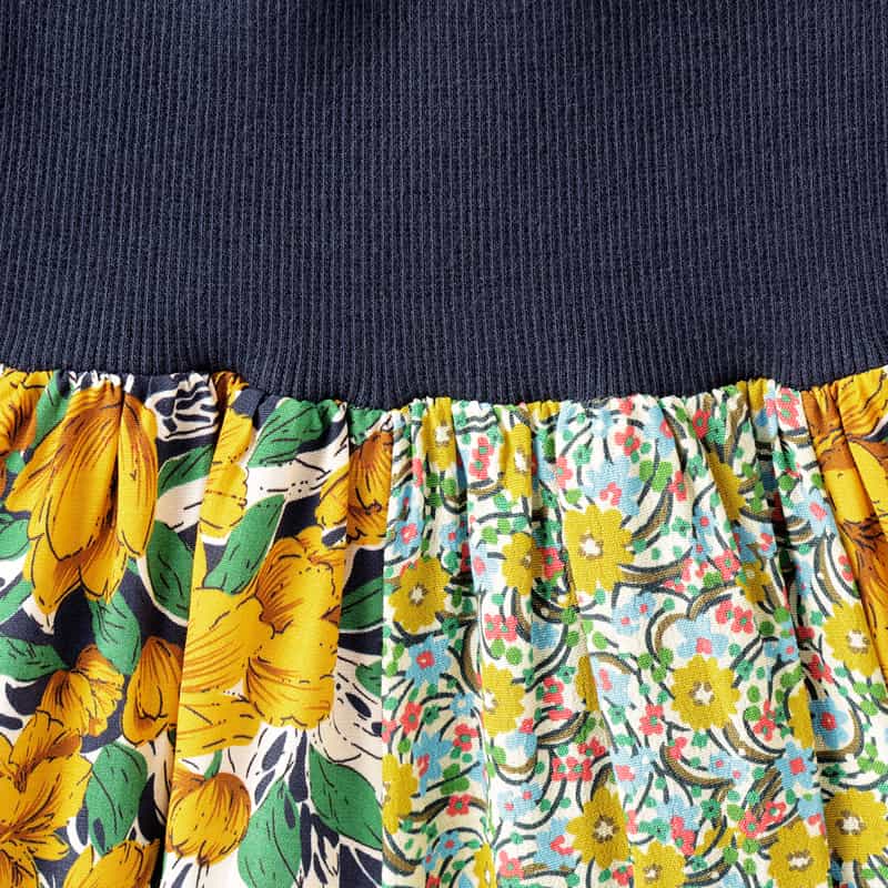 BARNEYS NEW YORK ウォッシャブル コンビネーションフラワープリントロングスカート YELLOW