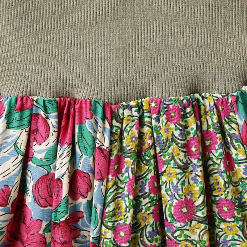 BARNEYS NEW YORK ウォッシャブル コンビネーションフラワープリントロングスカート PINK