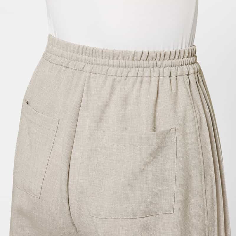 BARNEYS NEW YORK ウォッシャブル サイドタック入り ドローストリングワイドパンツ LIGHT GRAY