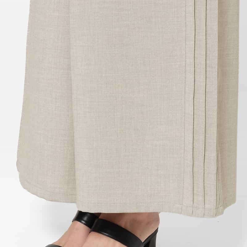 BARNEYS NEW YORK ウォッシャブル サイドタック入り ドローストリングワイドパンツ LIGHT GRAY
