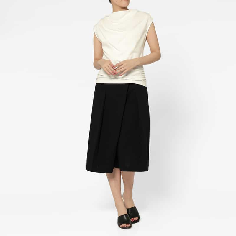 BARNEYS NEW YORK ウォッシャブル コットン ギャザーカットソー WHITE