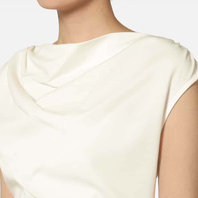 BARNEYS NEW YORK ウォッシャブル コットン ギャザーカットソー WHITE