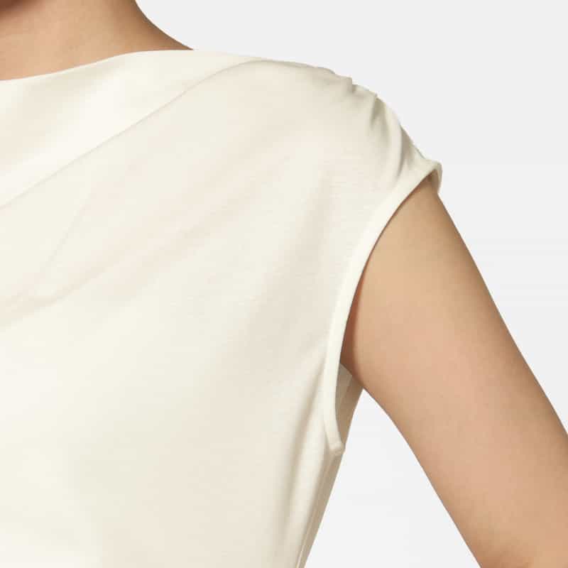 BARNEYS NEW YORK ウォッシャブル コットン ギャザーカットソー WHITE