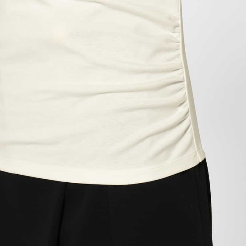 BARNEYS NEW YORK ウォッシャブル コットン ギャザーカットソー WHITE