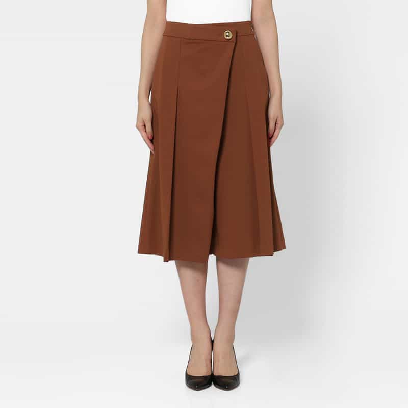 BARNEYS NEW YORK ウォッシャブル ゴールドボタン キュロットパンツ BROWN