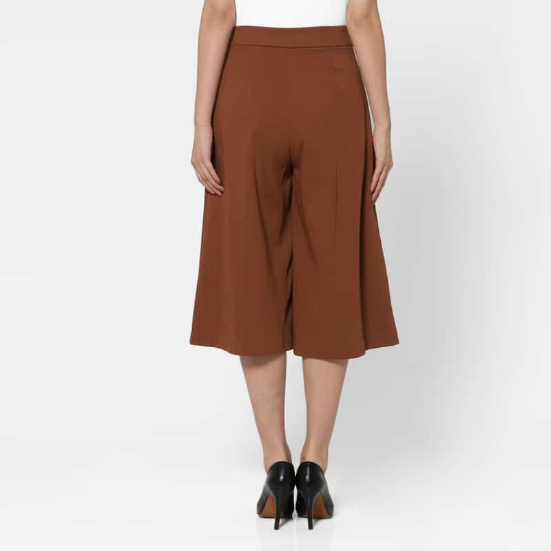 BARNEYS NEW YORK ウォッシャブル ゴールドボタン キュロットパンツ BROWN