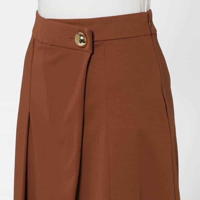 BARNEYS NEW YORK ウォッシャブル ゴールドボタン キュロットパンツ BROWN