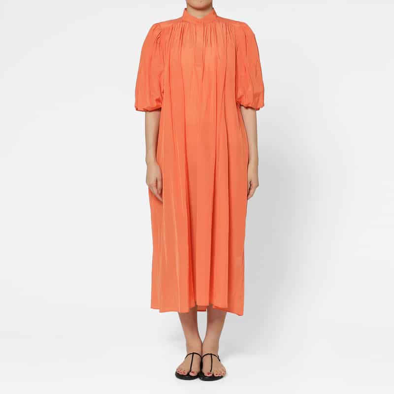BARNEYS NEW YORK ウォッシャブル ボリュームスリーブ シャツドレス ORANGE